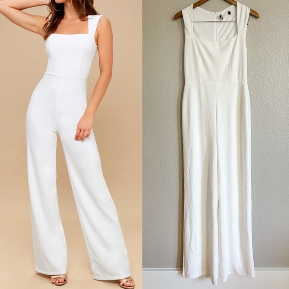 NWOT Enticing Endeavors White Jumpsuit wedding Bridal - Picture 1 of 6